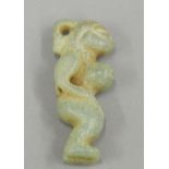 A Chinese jade female figure pendant. 6.5 cm high.