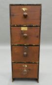 A small 19th century bank of pine drawers. 69 cm high.