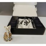 A boxed Royal Crown Derby Collectors Guild paperweight of Misty and an unboxed paperweight of a cat
