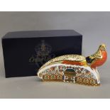 A large Royal Crown Derby golden pheasant, boxed. 29 cm wide.