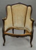 A 19th century French armchair (for re-upholstery). 70 cm wide.