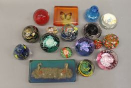 A collection of paperweights