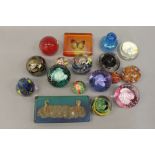 A collection of paperweights