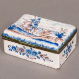 A 19th century Continental painted porcelain box, of hinged rectangular form,