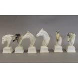 Six Royal Worcester porcelain racehorse busts. The largest 14 cm high.