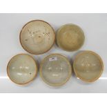 Five Chinese Song type bowls. The largest 16.5 cm diameter.