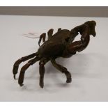 A large Japanese bronze model of a crab. 5.5 cm high; 9.5 cm wide.