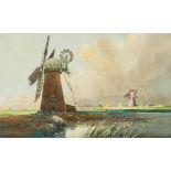 CHARLES A HANNAFORD (1887-1972) British, Norfolk Windmill, watercolour, signed, framed and glazed.