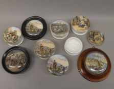 Nine Victorian Pratt Ware pot lids. Various sizes.