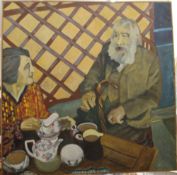 HERBERT KNIGHTS (20th/21st century) British, Tea for Two, oil on canvas, unsigned. 122 cm wide.