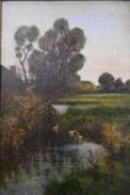 FRANK BESWICK (active 1881-1929) British, Ducks in a Pond, oil on canvas, signed, framed.