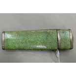 A 19th century vacant shagreen etui, inscribed Willm. Fryer. 14 cm high.