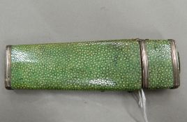 A 19th century vacant shagreen etui, inscribed Willm. Fryer. 14 cm high.