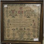 A 19th century sampler by Susan Smith, age 14,