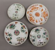 Four Chinese porcelain dishes. The largest 17 cm diameter.