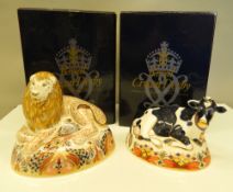 Two large boxed Royal Crown Derby paperweights,