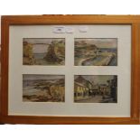 HERBERT TRUEMAN, Scenes of Newquay, four prints in a common frame. 45.5 x 36 cm overall.