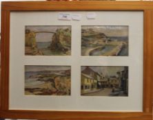 HERBERT TRUEMAN, Scenes of Newquay, four prints in a common frame. 45.5 x 36 cm overall.
