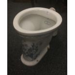 A Victorian blue and white porcelain toilet. 35.5 cm wide.