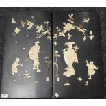 A pair of 19th century Japanese bone inlaid panels. 60.5 cm high.