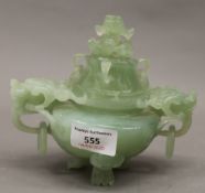 A Chinese jade censer. 14 cm high.