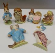 A small collection of Beswick Beatrix Potter figurines to include Tom Kitten, Jemima Puddle-Duck,