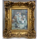 A decorative plaque in gilt frame. 39 cm high.