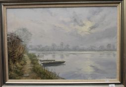 BRIAN BENNETT, River Scene, oil on canvas, signed, framed. 75.