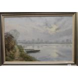 BRIAN BENNETT, River Scene, oil on canvas, signed, framed. 75.