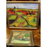 HERBERT KNIGHTS (20th/21st century) British, two Abstract Landscape, oils, framed.