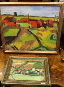 HERBERT KNIGHTS (20th/21st century) British, two Abstract Landscape, oils, framed.