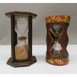 A 19th century treen sand timer, 16.