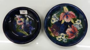 Two Moorcroft dishes. The largest 21.5 cm diameter.