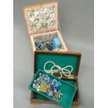 A quantity of costume jewellery and various jewellery boxes