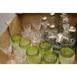 A large collection of glassware,
