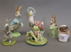 A quantity of Beswick and Royal Albert Beatrix Potter models, including Mrs Tiggy-Winkle,