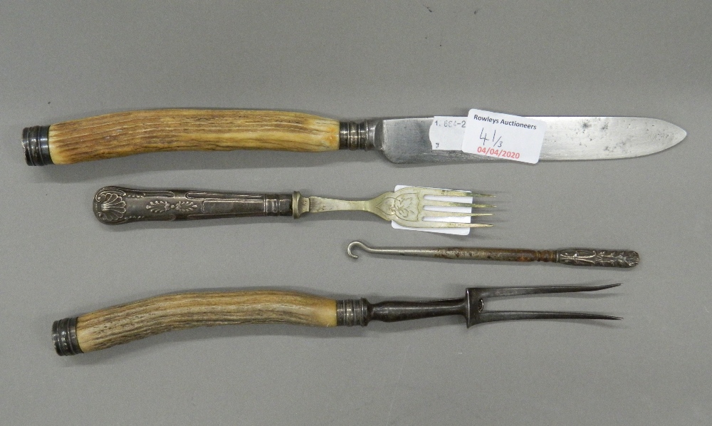 A quantity of various silver and plated items. Salad servers 33.5 cm long. - Image 6 of 6