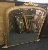 A Victorian gilt framed overmantle mirror. 115 cm wide, 122 cm high overall (106.