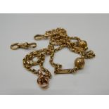 A 9 ct gold watch chain. 60 cm long (11.