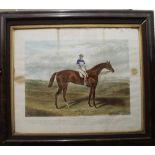 A 19th century print of the racehorse, Tristan with Jockey Up, framed and glazed. 99.