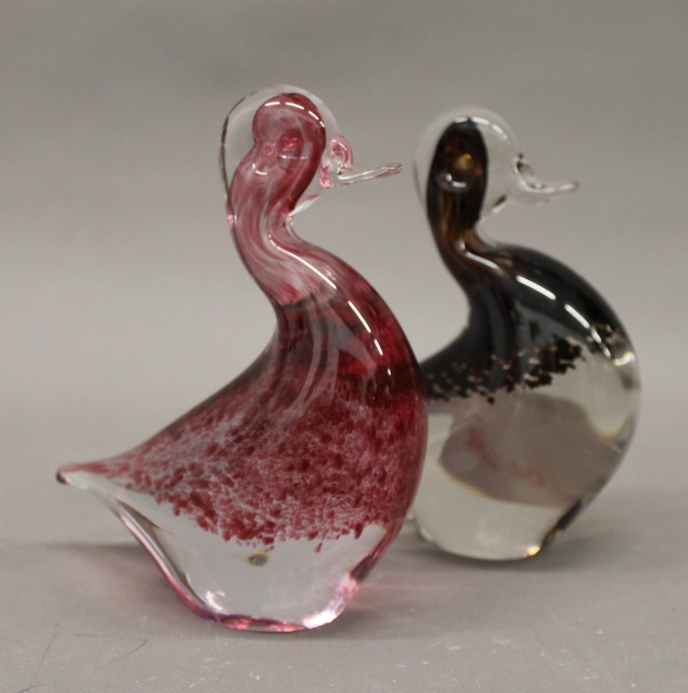 Two duck form paperweights. Each 15.5 cm high.