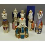 Six Royal Crown Derby Royal cats, including Egyptian, Burmese, Russian, Siamese,
