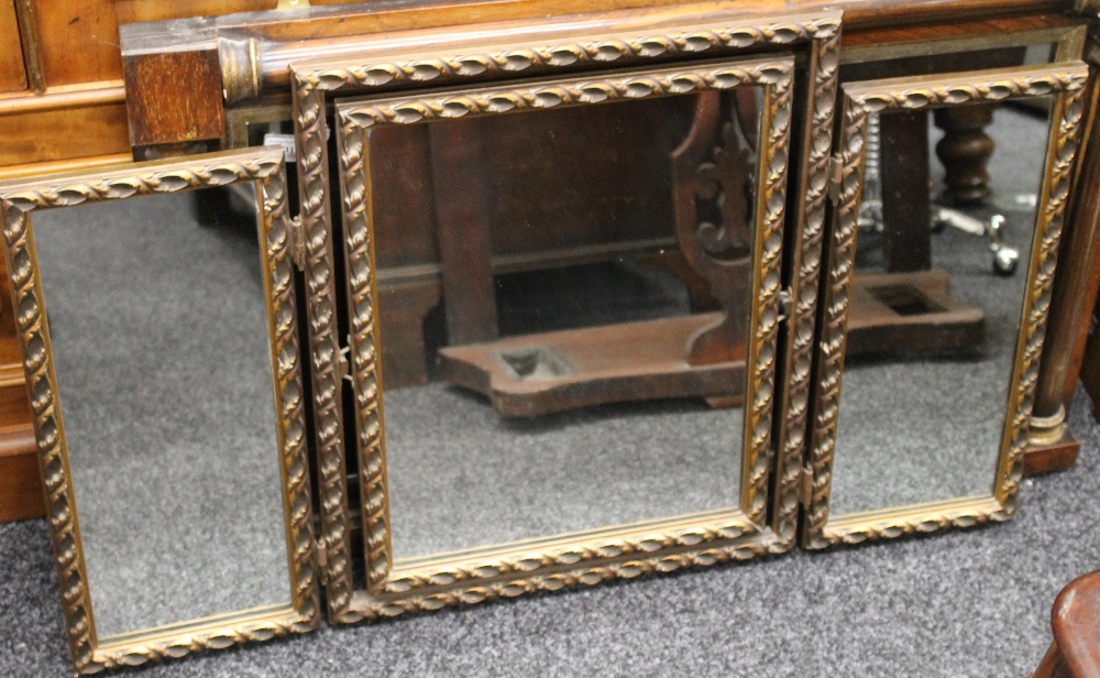 A 19th century overmantle mirror and a triptych mirror. The former 93 cm wide. - Image 2 of 3