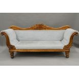 A Victorian mahogany upholstered settee. 200 cm wide.