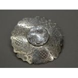 A large 19th century Scottish unmarked silver and rock crystal cloak badge. 8.5 cm diameter (59.