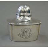 A Victorian silver tea caddy, makers mark of J E Cadwell & Co.