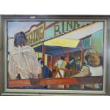 HERBERT KNIGHTS (20th/21st century) British, Rink 3 - Fun Fair at Hunstanton, acrylic on board,