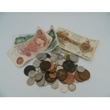A quantity of miscellaneous coins and notes