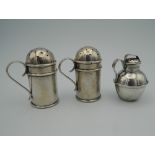 Three small silver sifters. The smallest 5 cm high (68.