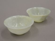 A pair of Chinese jade bowls. 7.5 cm diameter.